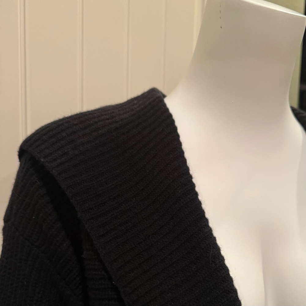 Halogen Wool Cashmere Blend Open Front Cardigan Black Size S - Picture 4 of 5